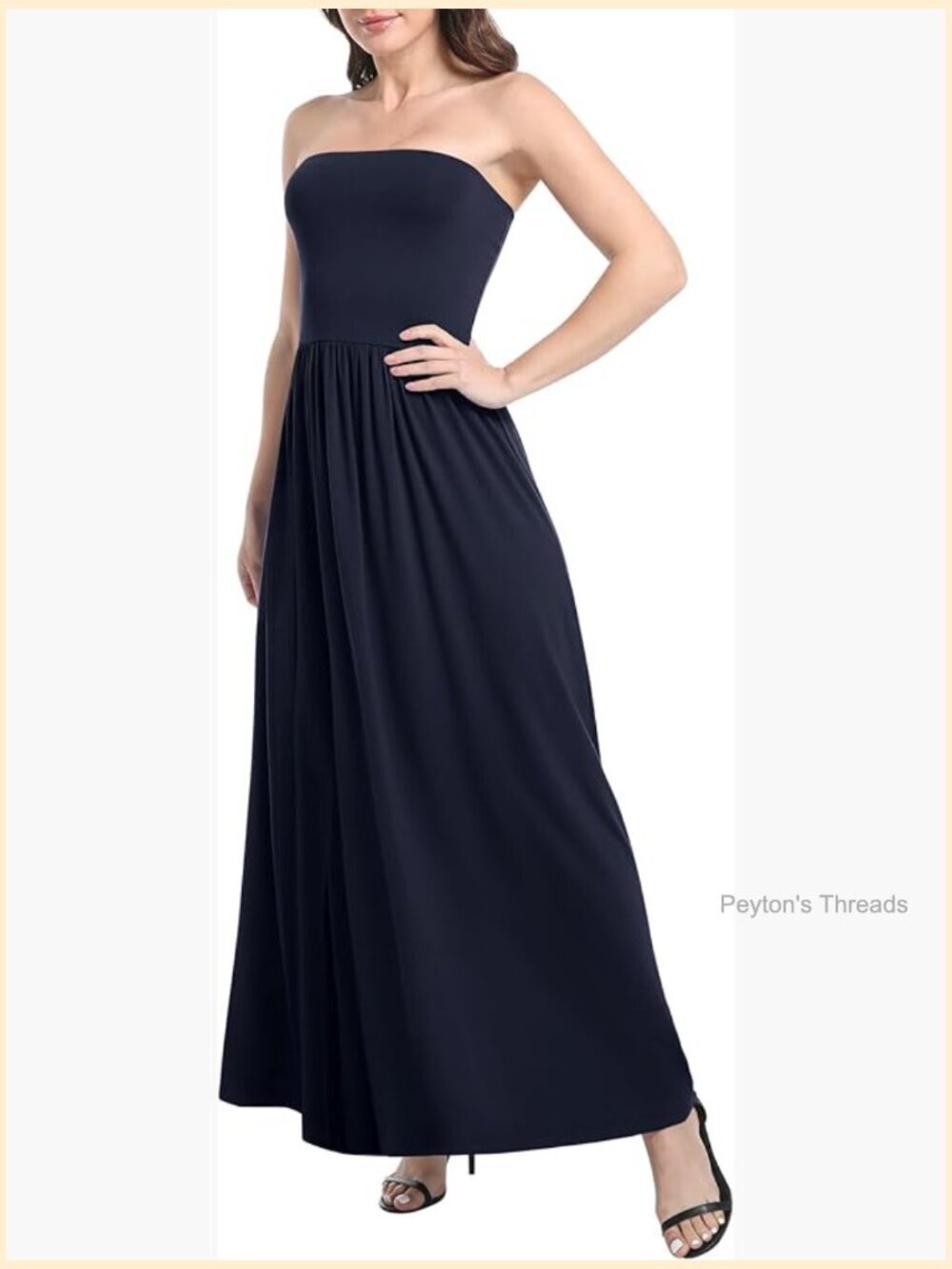 Strapless Ruched A-Line Maxi Dress Sleeveless Flowy Party